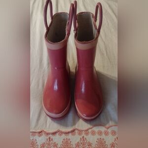 Western Chief Girls Pink PVC Rain Boots Size 7/8 Great Pre-owned Condition